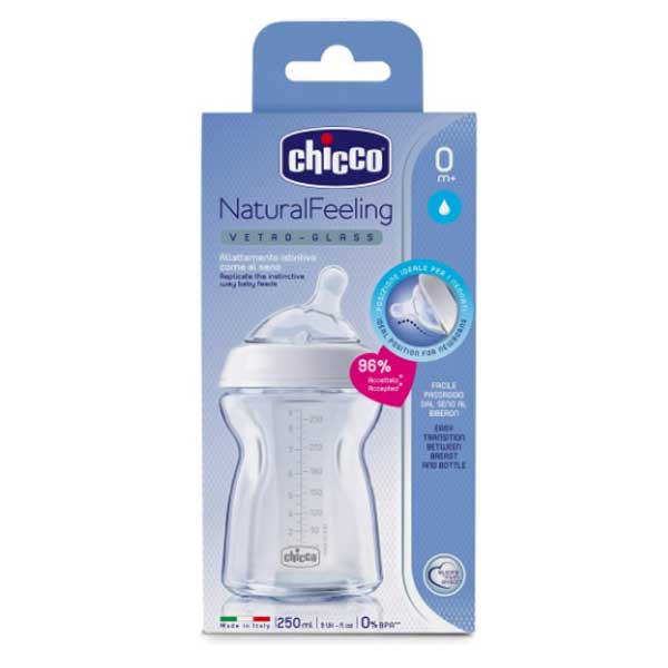 شیشه شیر پیرکس جریان معمولی چیکو CHICCO 250ML GLASS